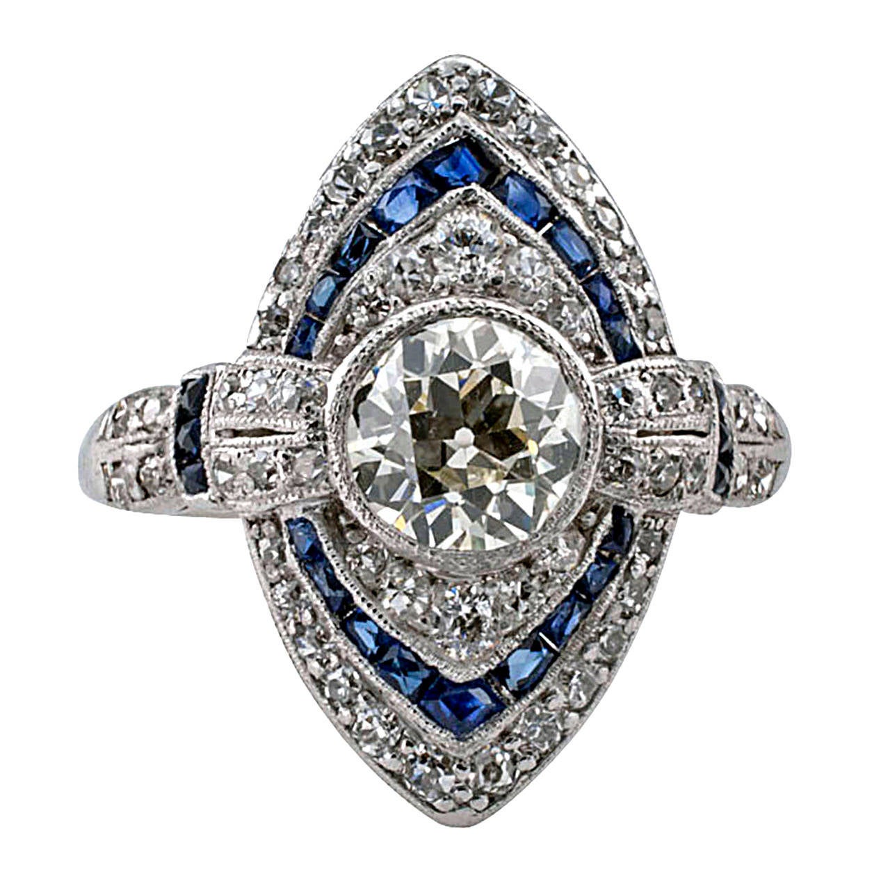 Art Deco Sapphire Diamond Ring at 1stDibs