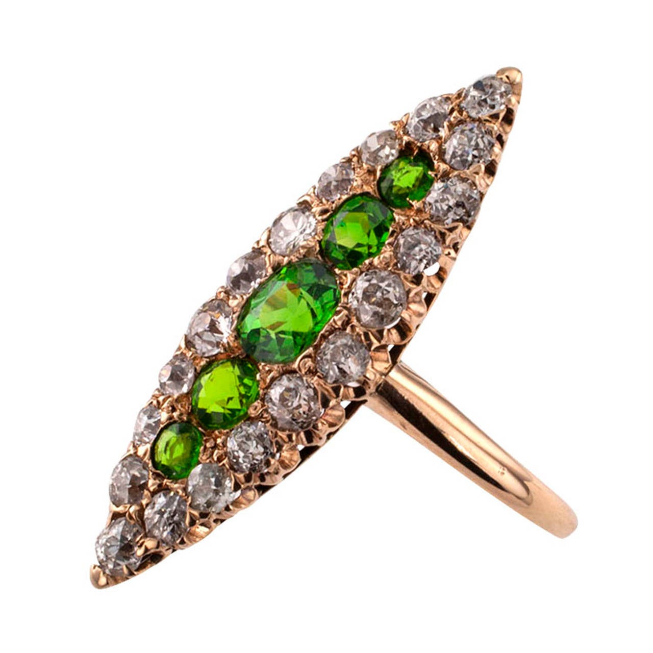 Demantoid garnets were the favorite gemstones of the Russian tzars and their super star jeweler Carl Faberge.  They also are considered one of the most precious of all gemstones, highly valued for their rarity, incomparable beauty and luminosity. 