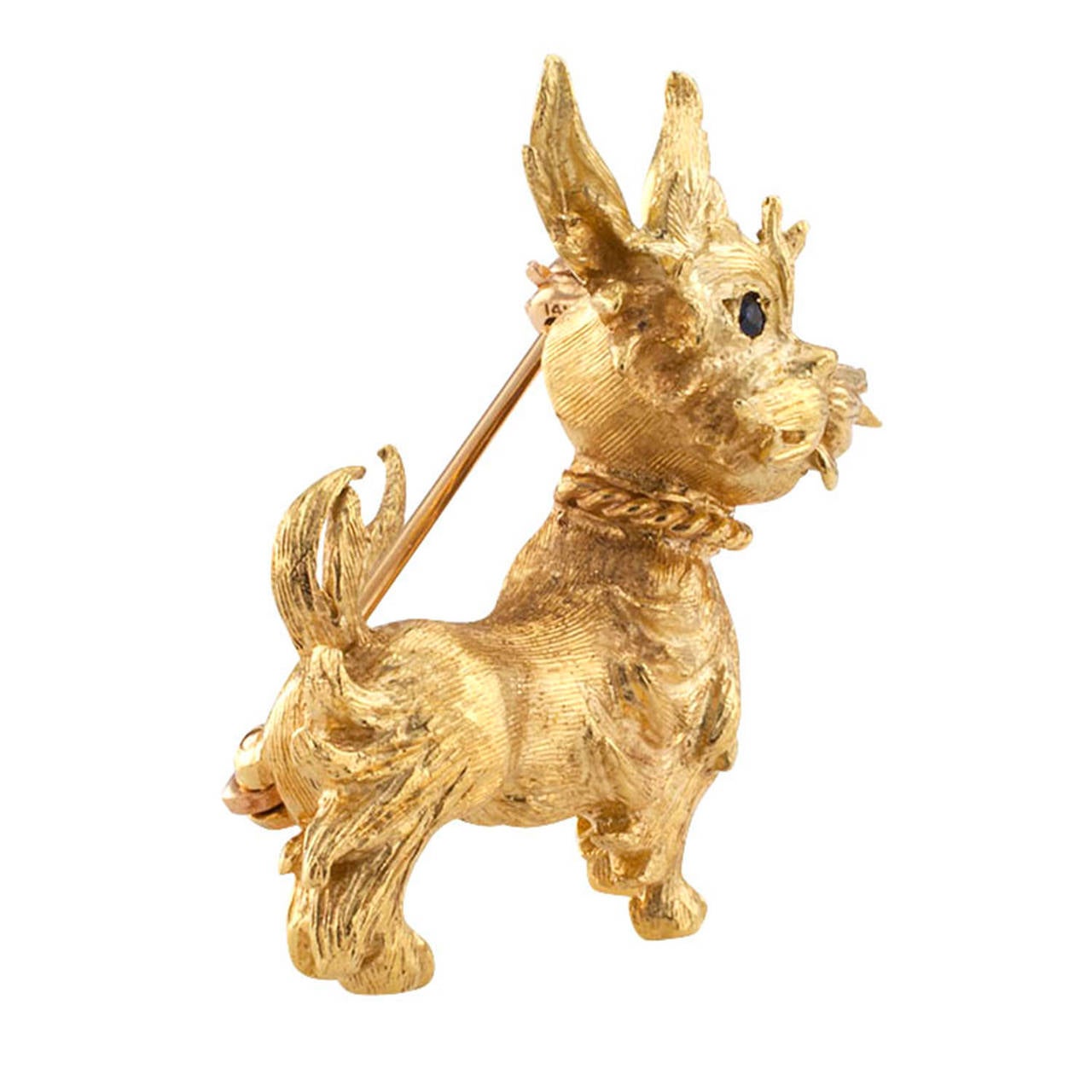 Terrier Dog Gold Brooch
