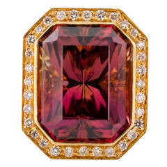 Vintage Bi Color Tourmaline Diamond Ring