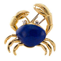 Tiffany & Co. Lapis Diamond Crab Brooch