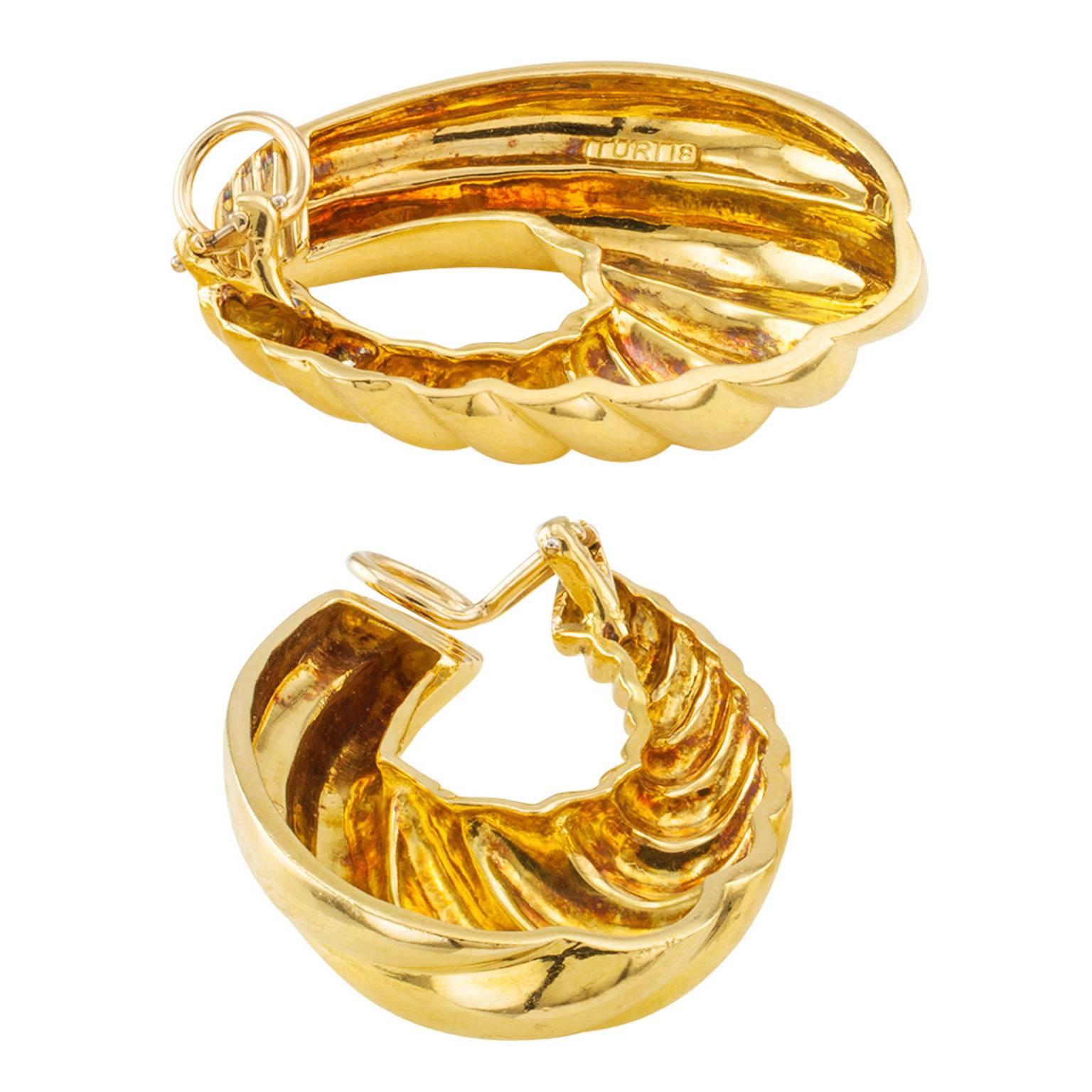 Contemporary Turi Large Gold Clip Back Hoop Earrings