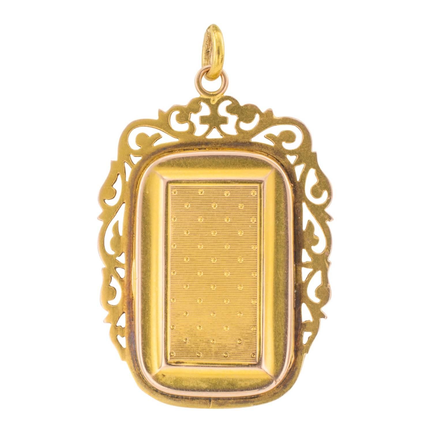 Unique Victorian Turquoise and Pearl locket

Lavishly decorated on the front and back sides, the hinged rectangular design opens in book like manner to reveal its inner secret, secret of the heart.  Crafted in 18 karat gold accented with turquoise