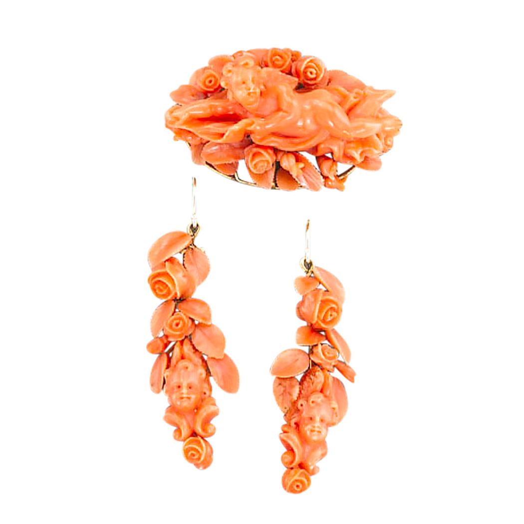 victorian coral brooch