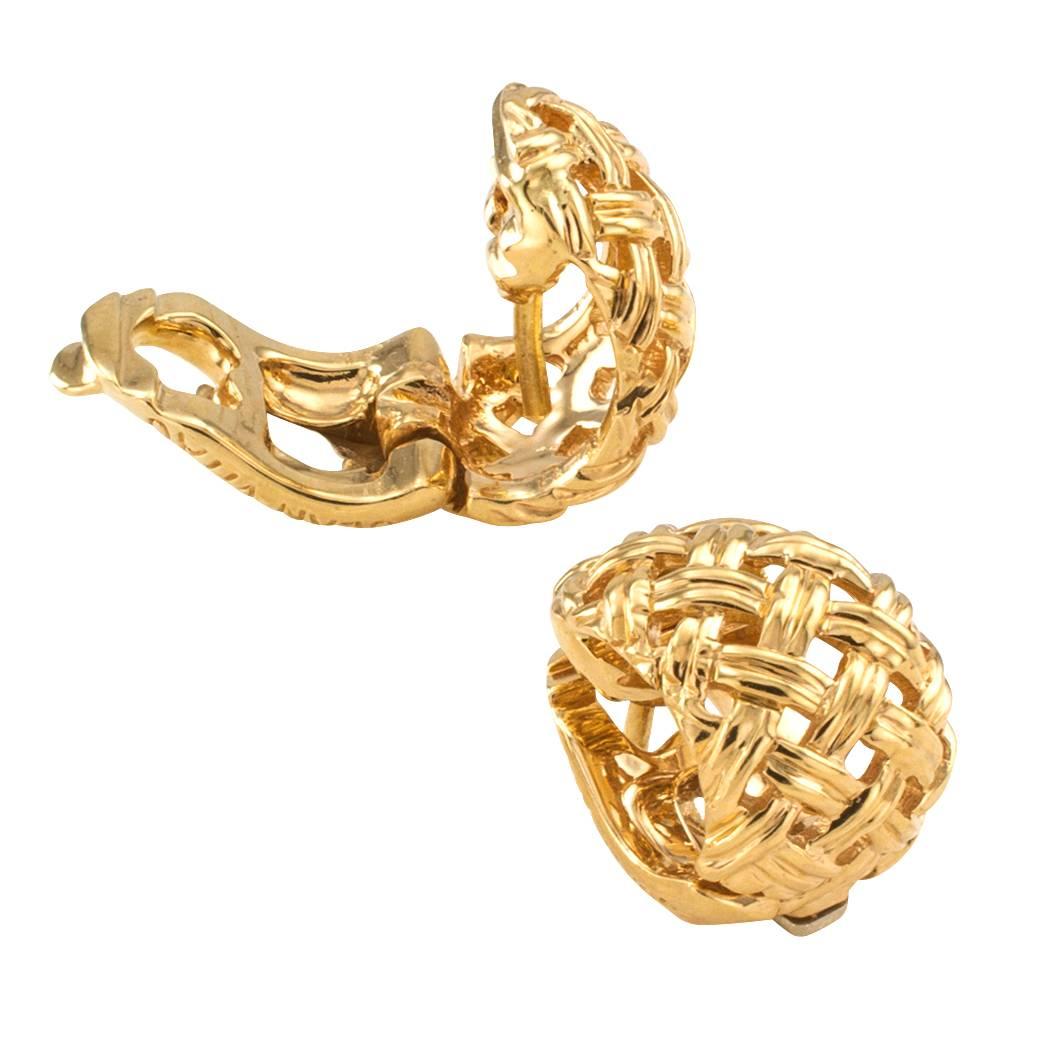 Jean Viteau Estate Dainty Basket-Weave Gold Hoop Earrings

Perfect and dainty gold hoop earrings designed as a slightly bombe, open basket weave masterfully crafted in 18 karat yellow gold by Jean Viteau jewelers.  It is said that owners of Jean