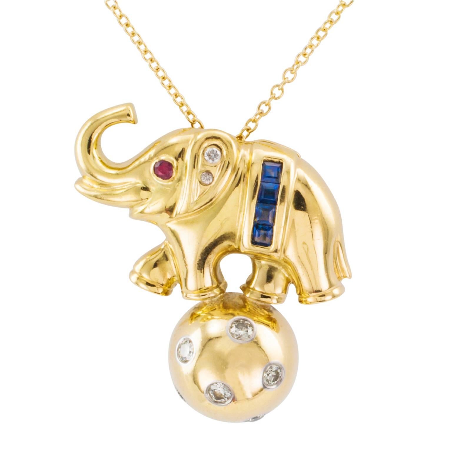 Tiffany & Co. Bejeweled Elephant Pendant
