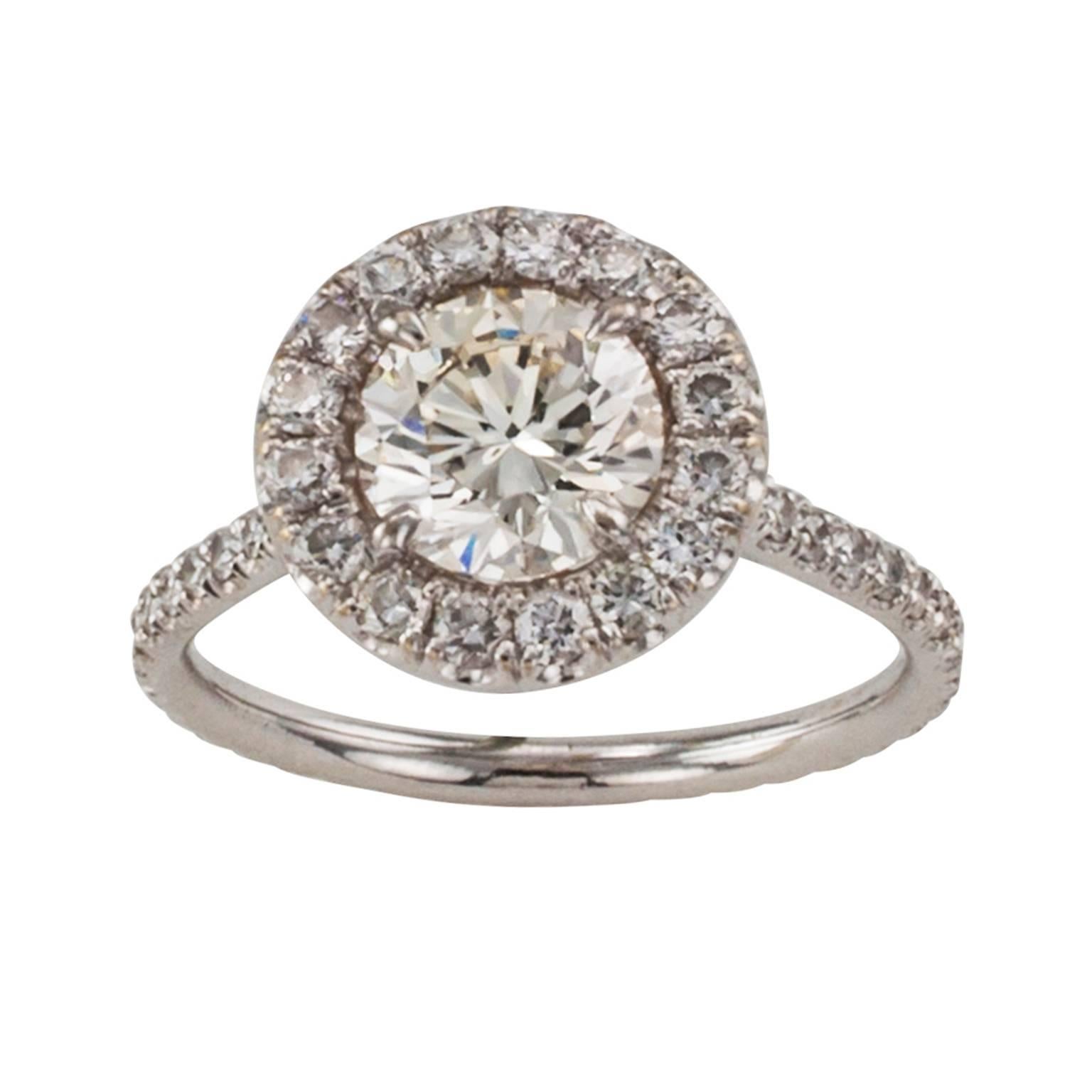 Contemporary Diamond Halo Engagement Ring