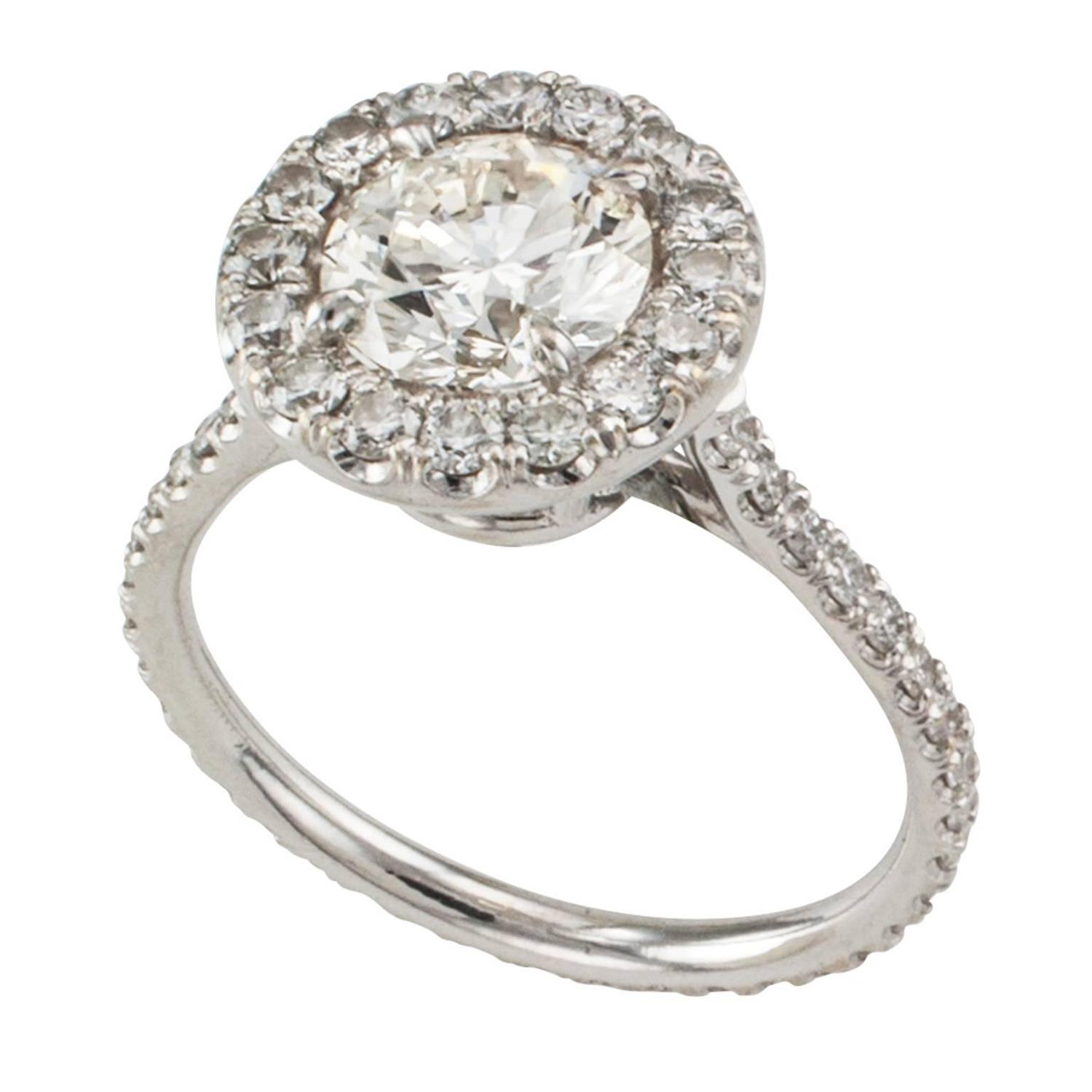 Diamond Halo  Engagement  Ring  For Sale  at 1stdibs