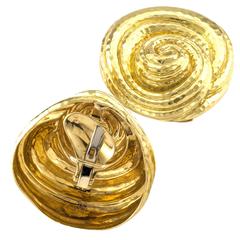 David Webb Very Large Hammered Gold Earrings