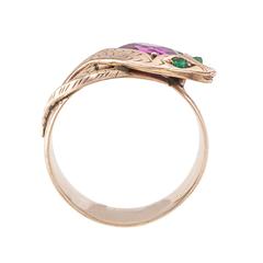 Victorian Pink Sapphire and Emerald Cobra Snake Ring