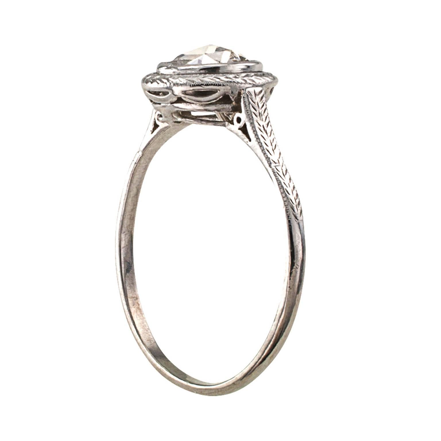 Women's Edwardian Rose-cut Diamond gold platinum Solitaire Engagement Ring