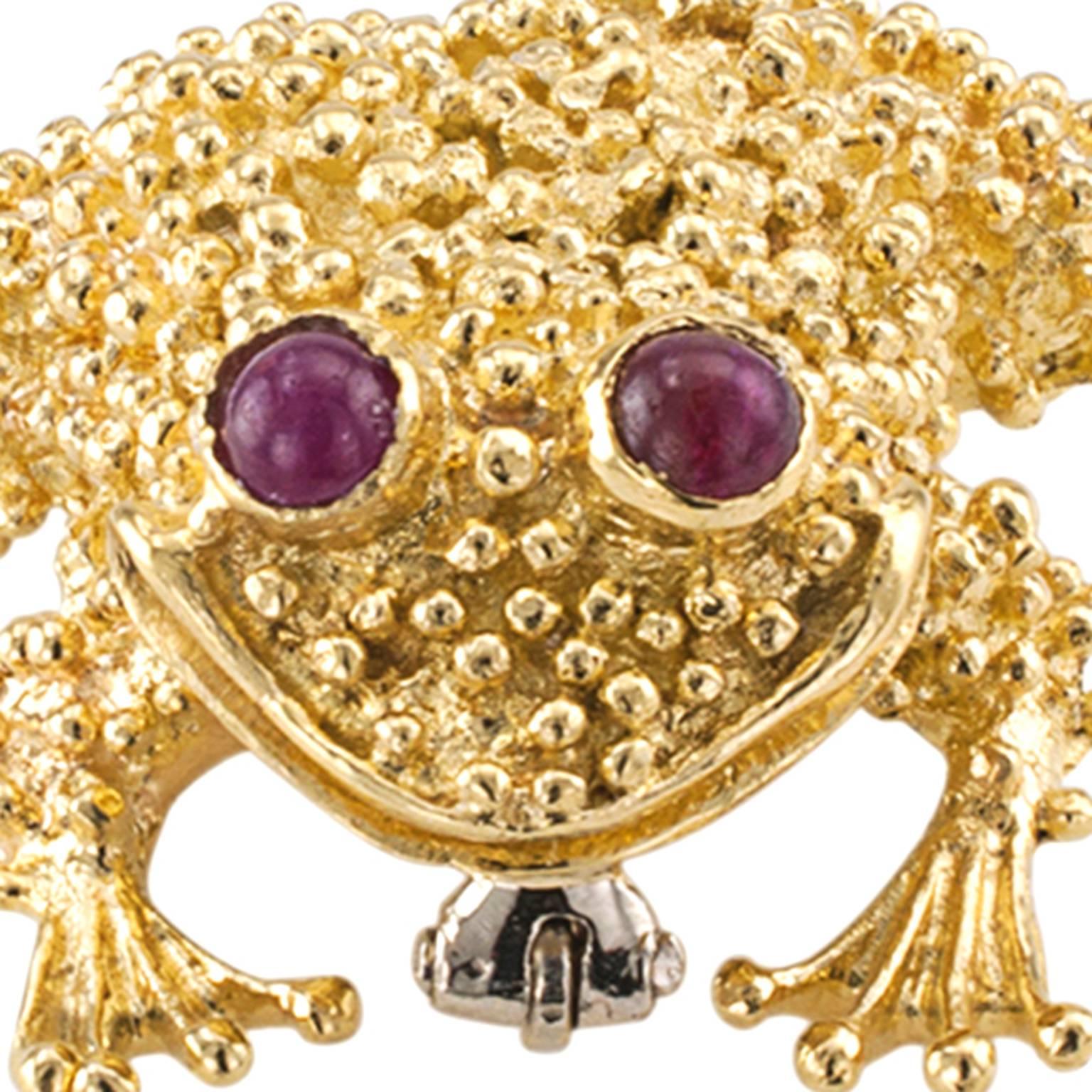 Women's or Men's Ruby Gold Toad Brooch