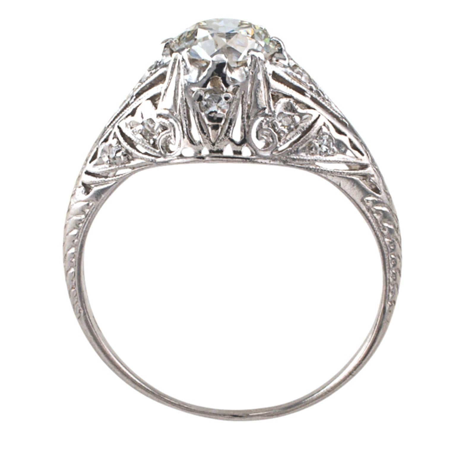 Women's .83 Carat Edwardian Engagement Ring, GIA H VS1 