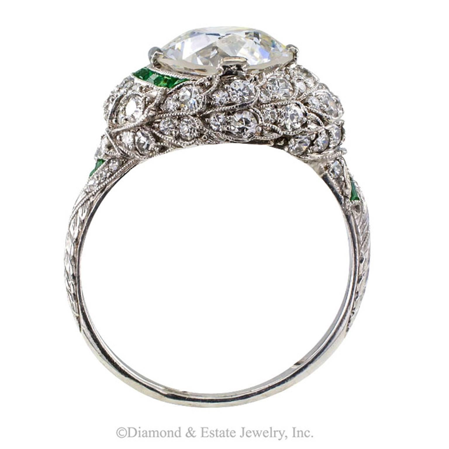 Art Deco 2.61 Carat Old European-Cut Diamond Platinum Engagement Ring 1