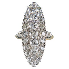 Edwardian French Navette Diamond Cluster Ring Circa 1900