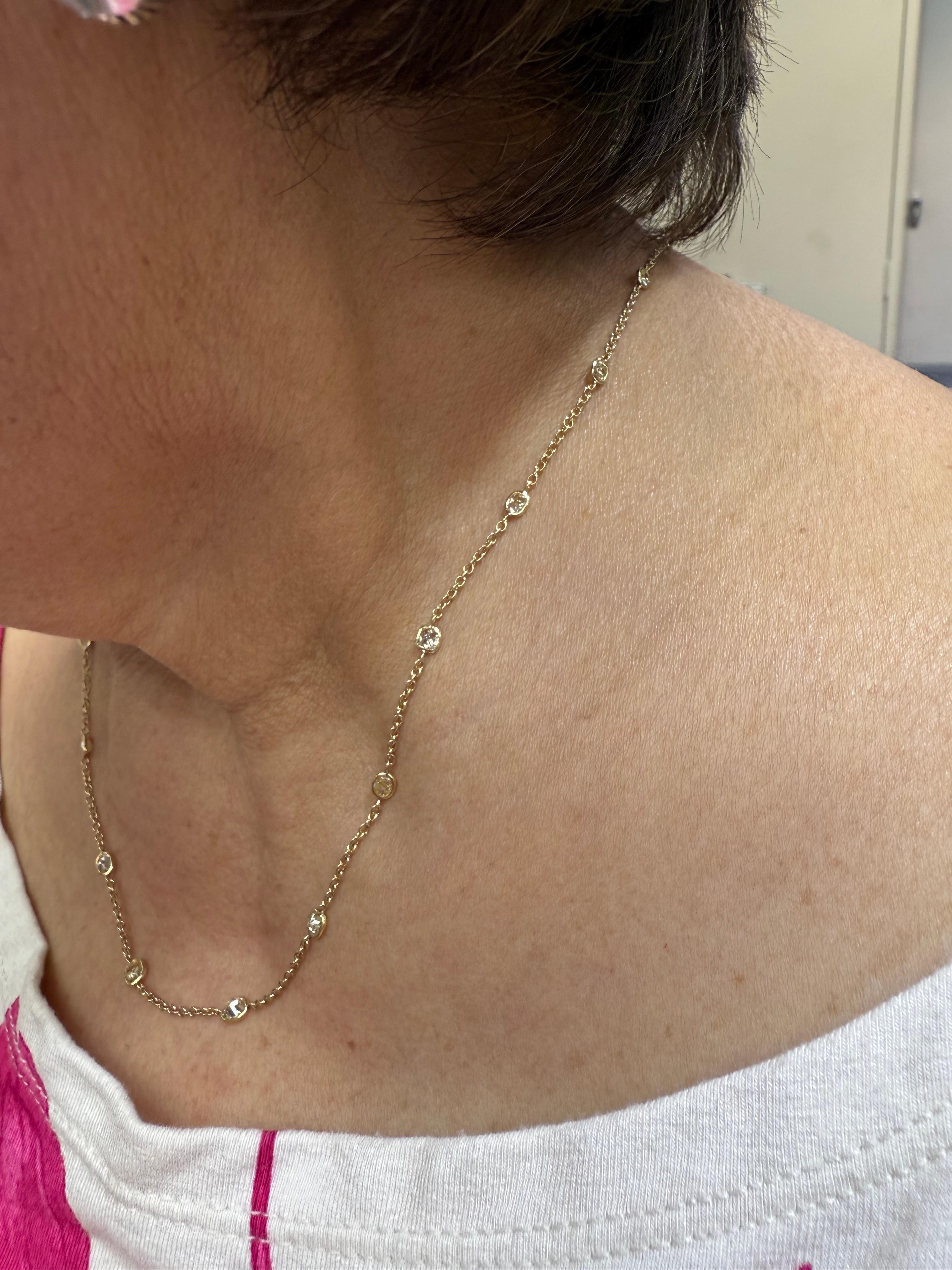 Taglio misto Collana con diamanti da 2 carati in oro giallo 18k in vendita
