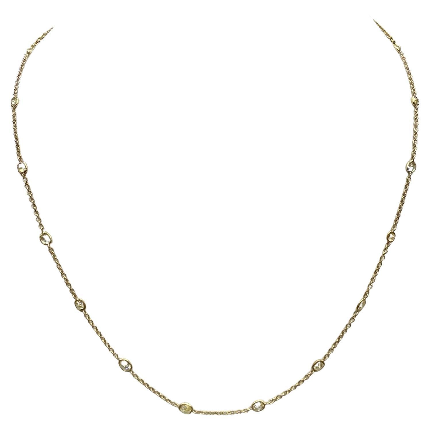 2 Carat Diamond By The Yard 18k Yellow Gold Necklace