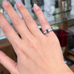 1980s Sapphire Diamond Platinum Engagement Ring