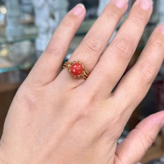 Estate Corletto Italian 18k Yellow Gold Coral Twisted Rope Ring