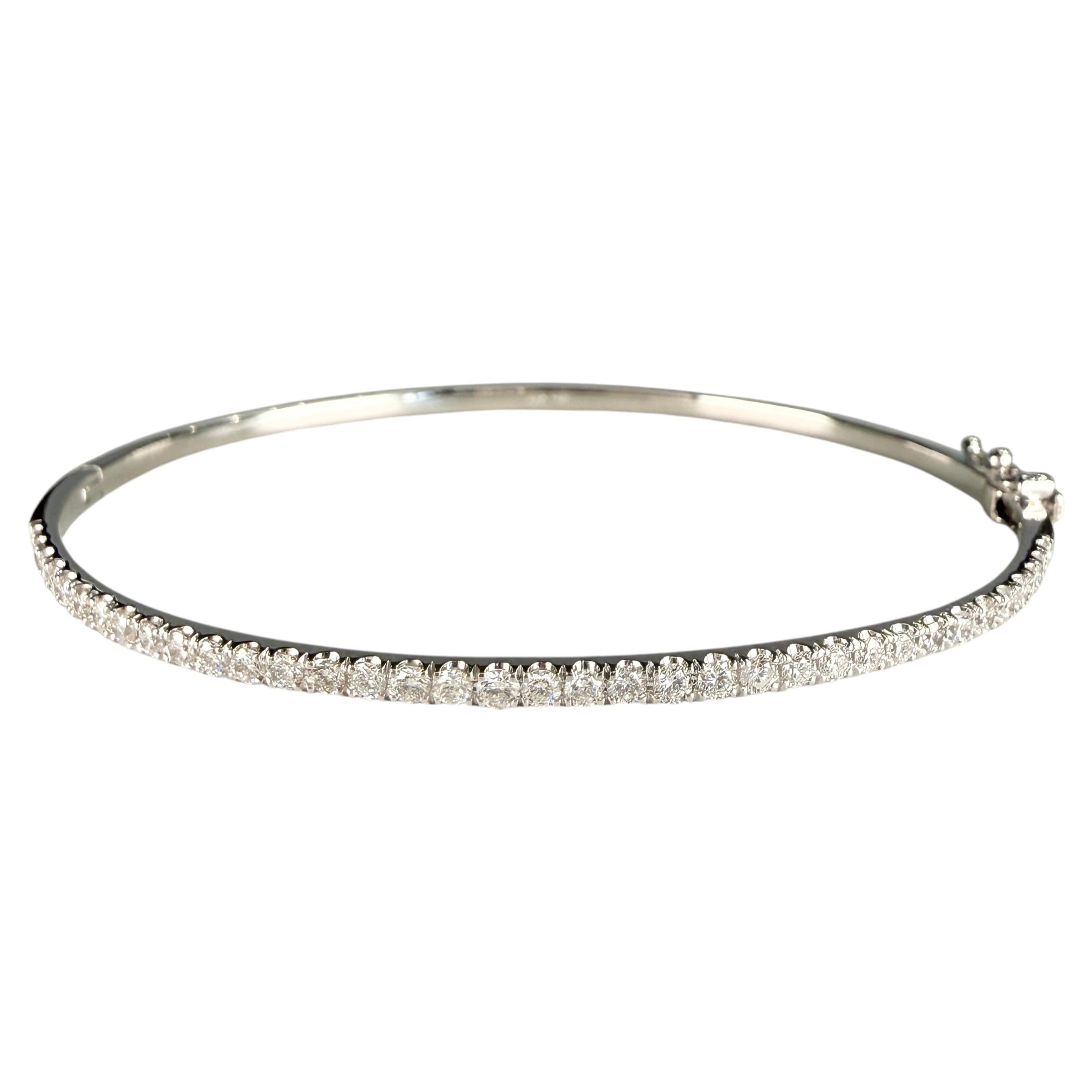 Diamond Half Bangle Bracelet 14k White Gold