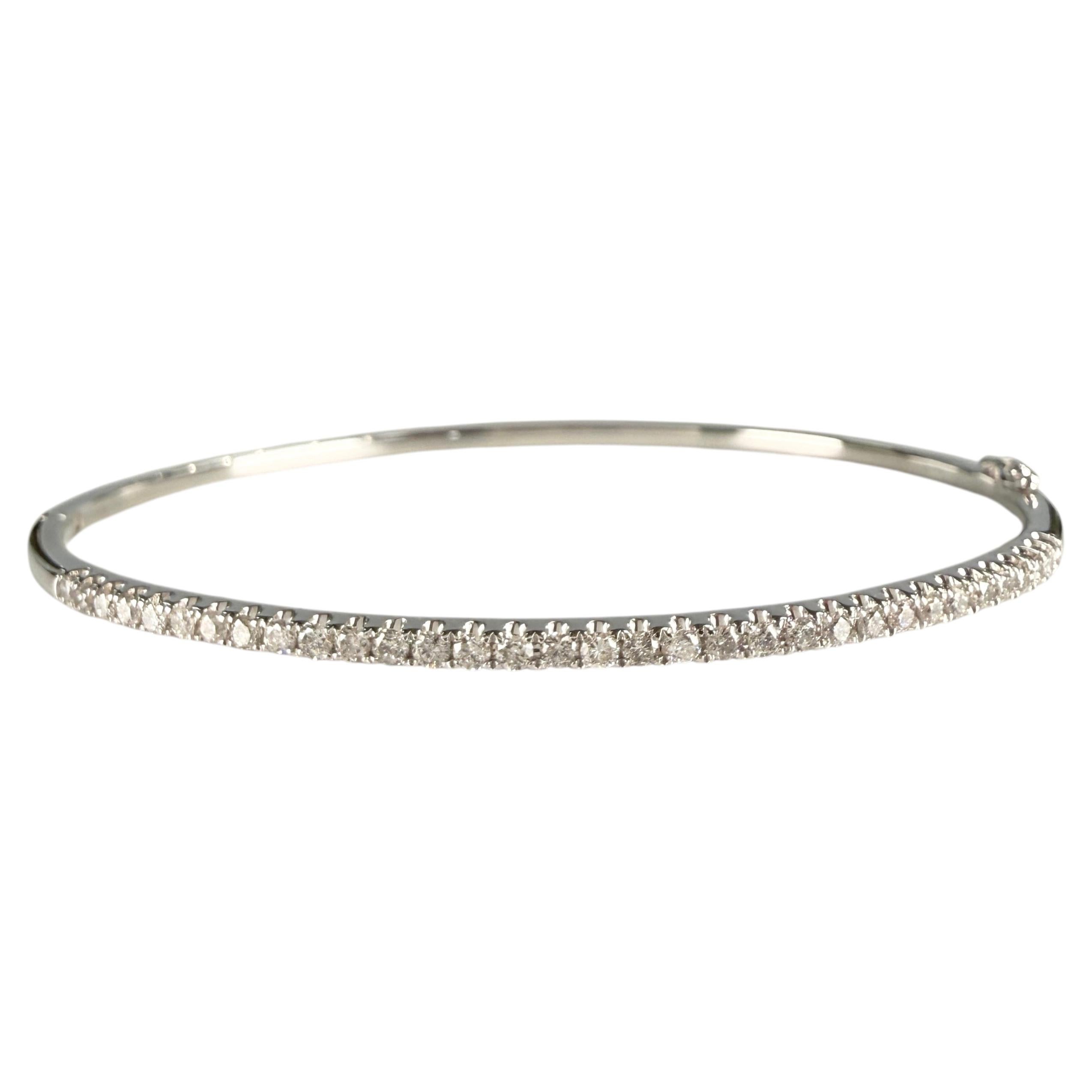 Diamond Half Bangle Bracelet 14k White Gold