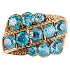 Vintage Old European Blue Zircon Statement Ring 10k Gold