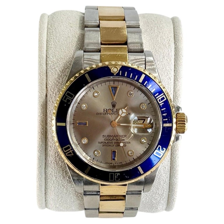 Rolex 16613 Submariner "Serti" 18K YG / SS Silver Dial Circa. 1993