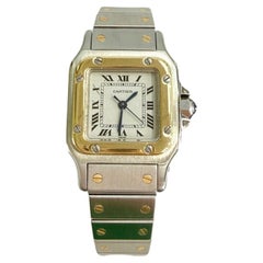 Cartier Santos Watch White Dial 18k YG/SS 1980's