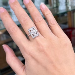 Art Deco Old Cut Diamond Panel Shield Ring Platinum