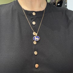 1990's Diamond Sapphire and Lapis Horse Pendant 18k/14k Yellow Gold