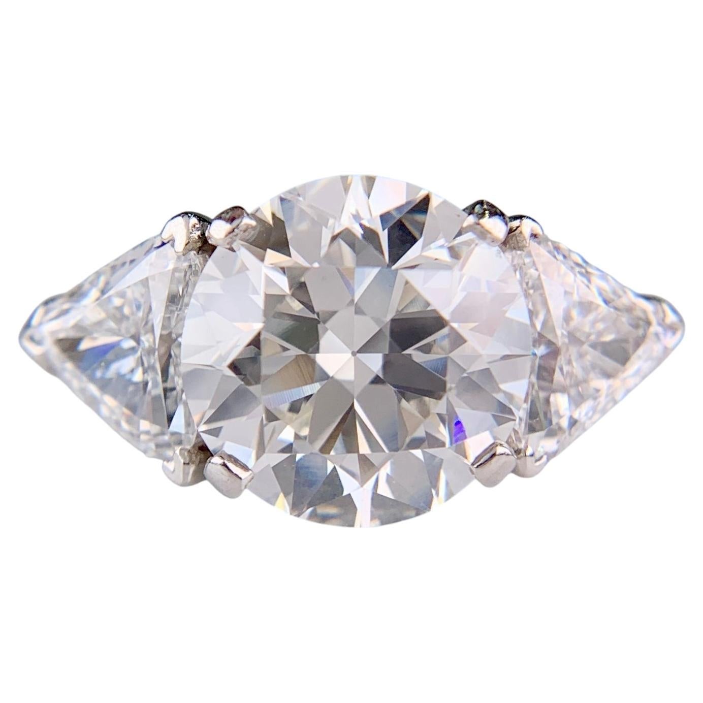 Vintage 1950's 5.15 Carat Transitional Cut Diamond Engagement Ring Platinum