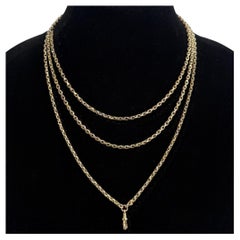 Antique Victorian 57" Long Guard Chain Charles Daniel Broughton 9k