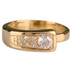 Vintage 1960's Old European Cut Diamond Band Ring 14k Yellow Gold