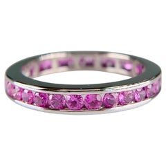 Pink Sapphire Eternity Band 14k Yellow Gold