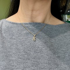 Vintage 1980's Mini "S" Diamond Pendant 14k Yellow Gold