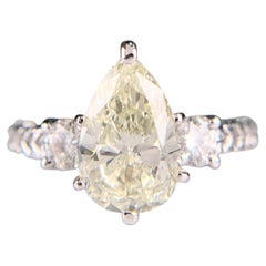 GIA 2.2 Carat Pear Diamond Solitaire Engagement Ring 18k White Gold