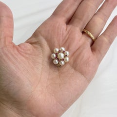 Vintage Pearl and Ruby Necklace Clasp 14k Yellow Gold