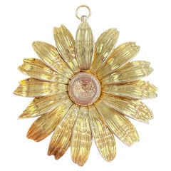 1950's Retro Daisy Brooch Pin and Pendant Combo 14k Yellow Gold