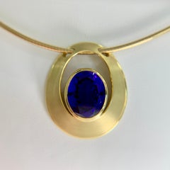 Estate Tanzanite Omega Chain Slider Pendant Necklace 18k