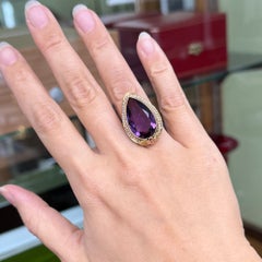 Antique 1925 Art Deco Amethyst and Seed Pearl Statement Ring 14k