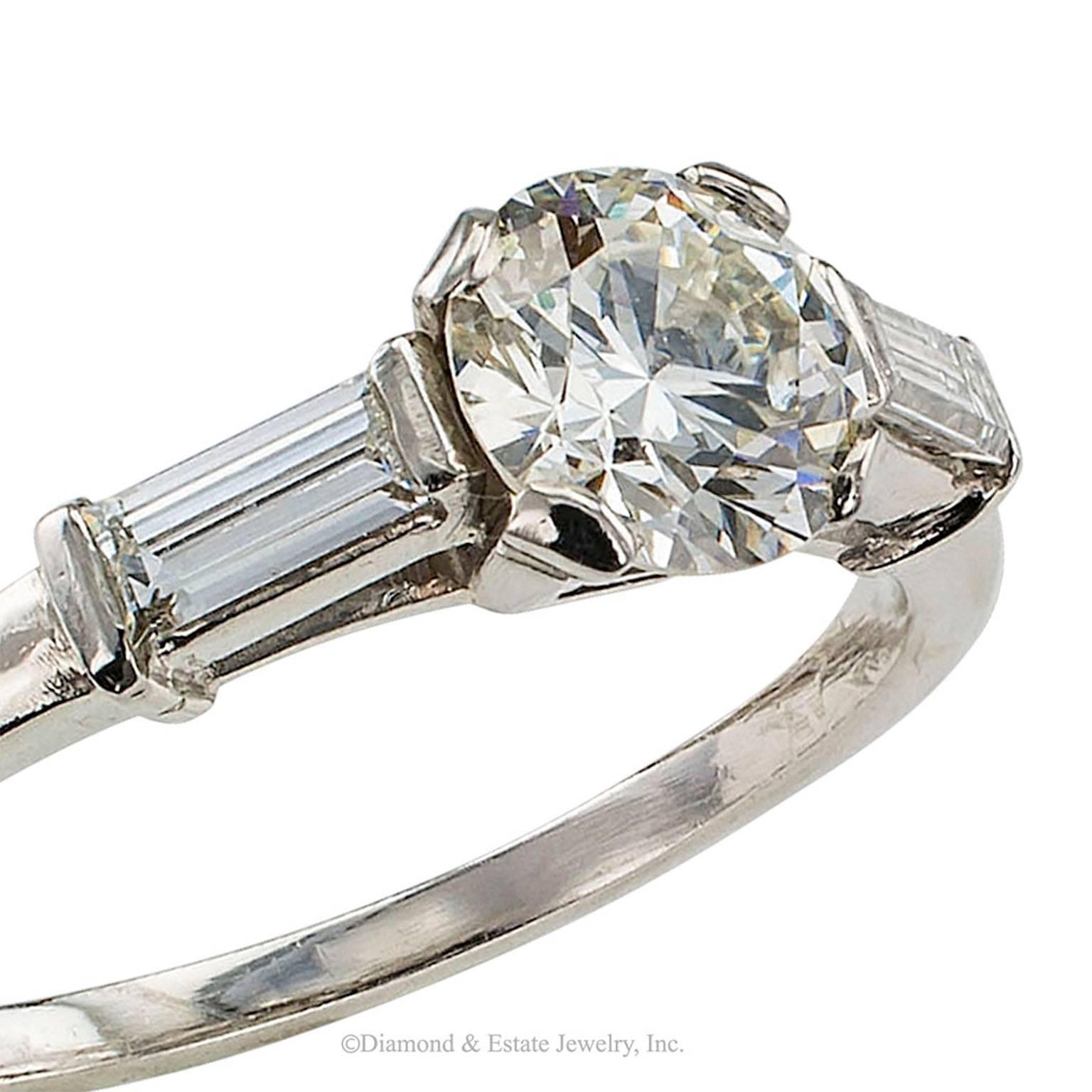 Women's 1950s 0.78 Carat Diamond Platinum Engagement Ring