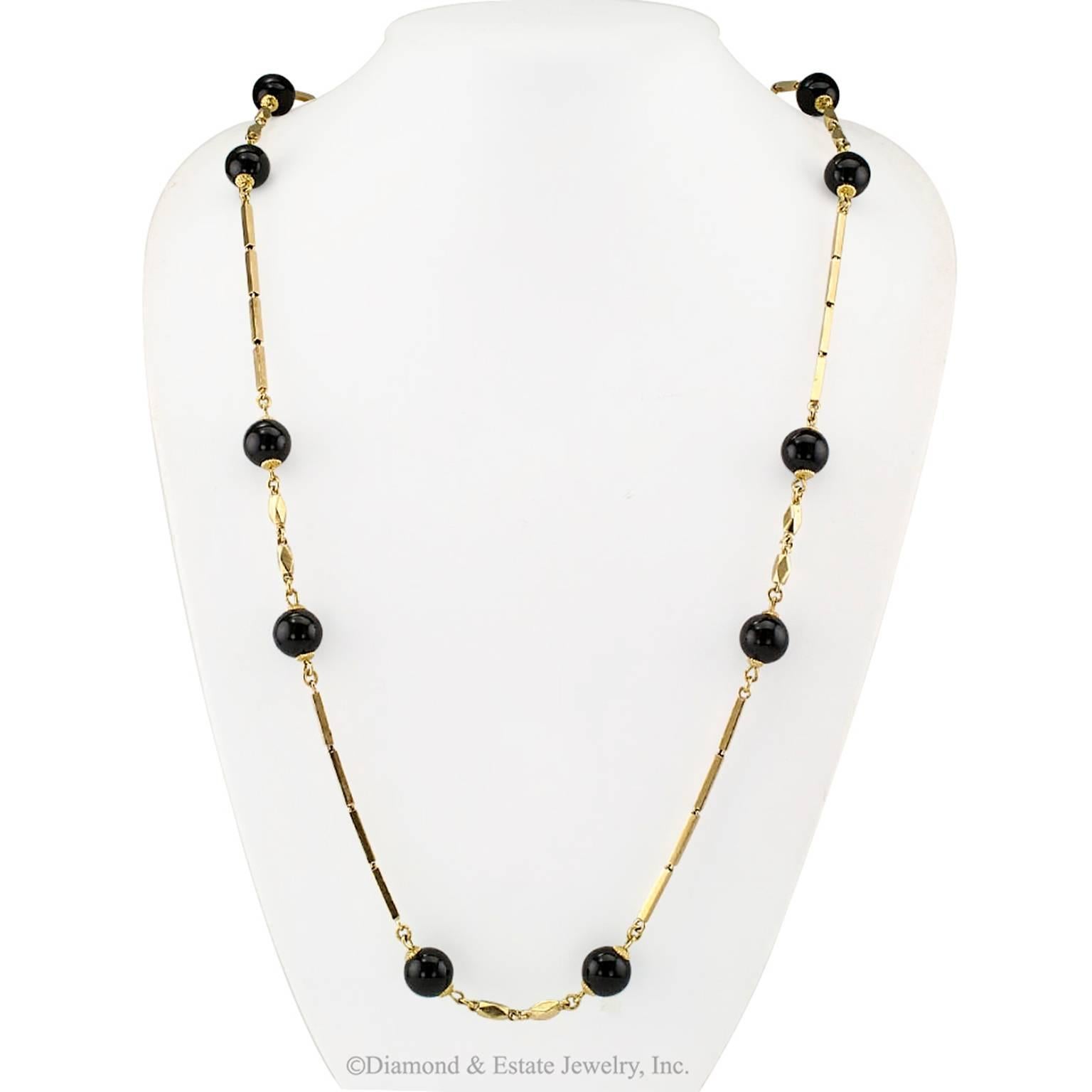 Contemporary 1960s Onyx Gold Chain Necklace
