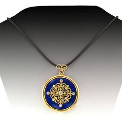 Lalaounis Lapis Diamond Gold Pendant