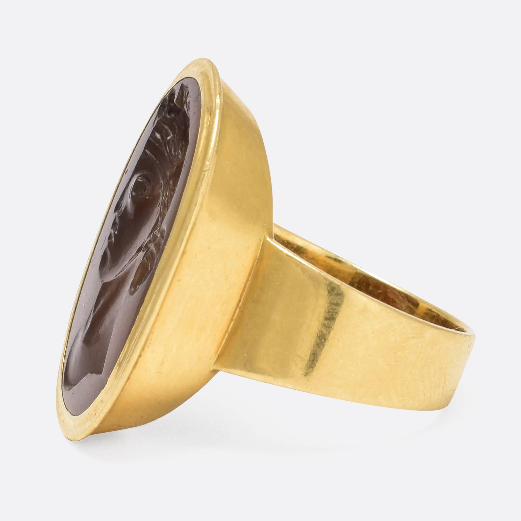 George III Georgian “Flora” Agate Intaglio Gold Ring