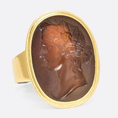 Georgian “Flora” Agate Intaglio Gold Ring