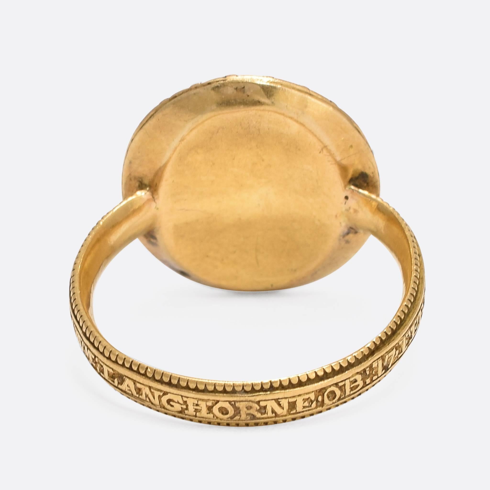George III Georgian Garnet Locket Memorial Gold Ring