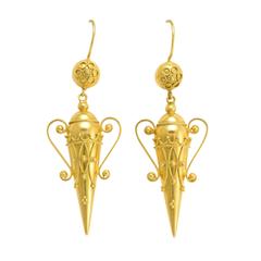 Victorian Etruscan Revival Amphora Gold Earrings