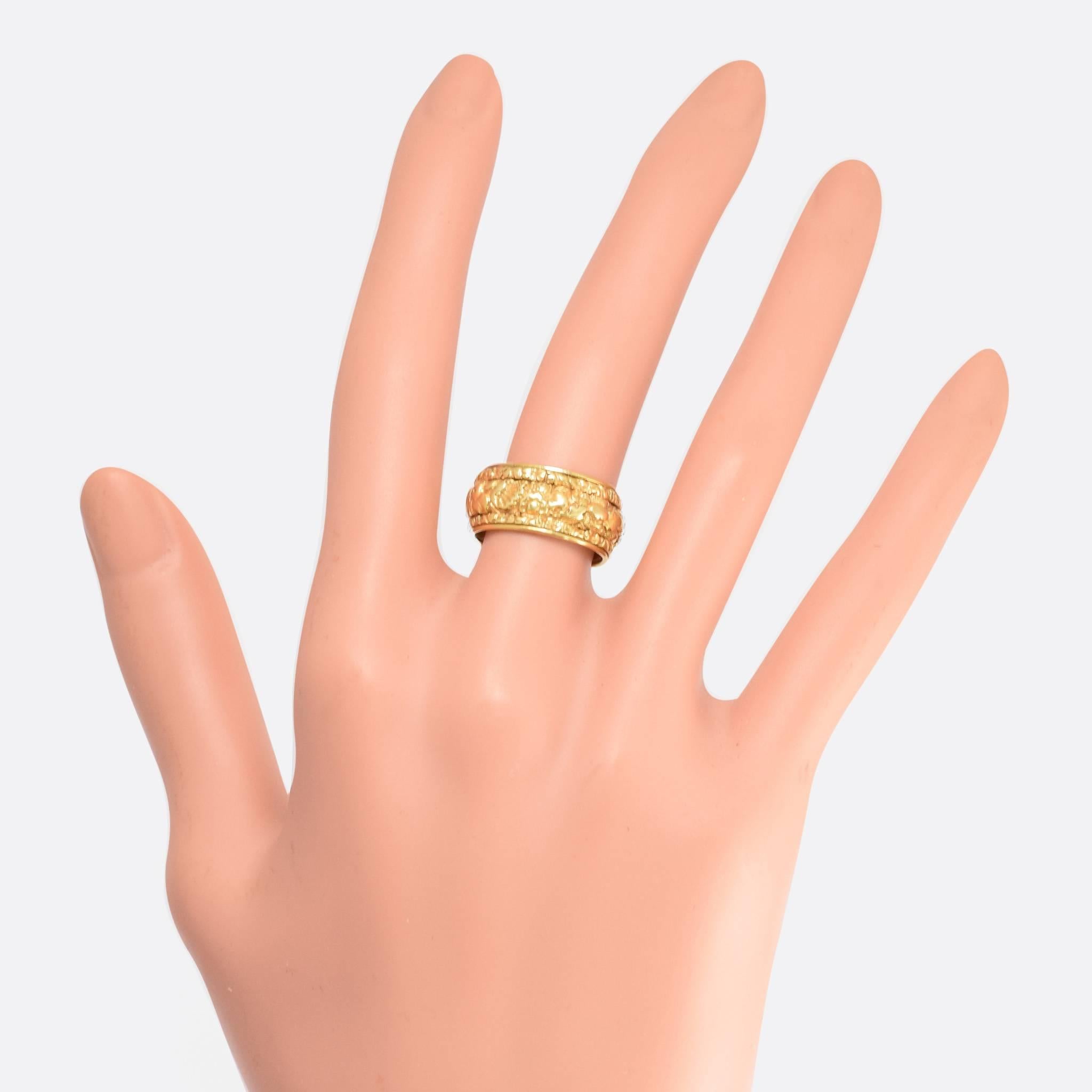 Georgian Hand Chased Gold Memorial Ring 1