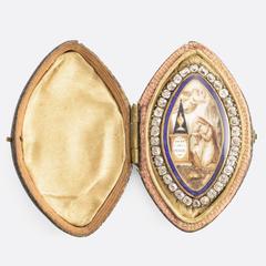 Georgian Diamond Gold Navette Memorial Brooch