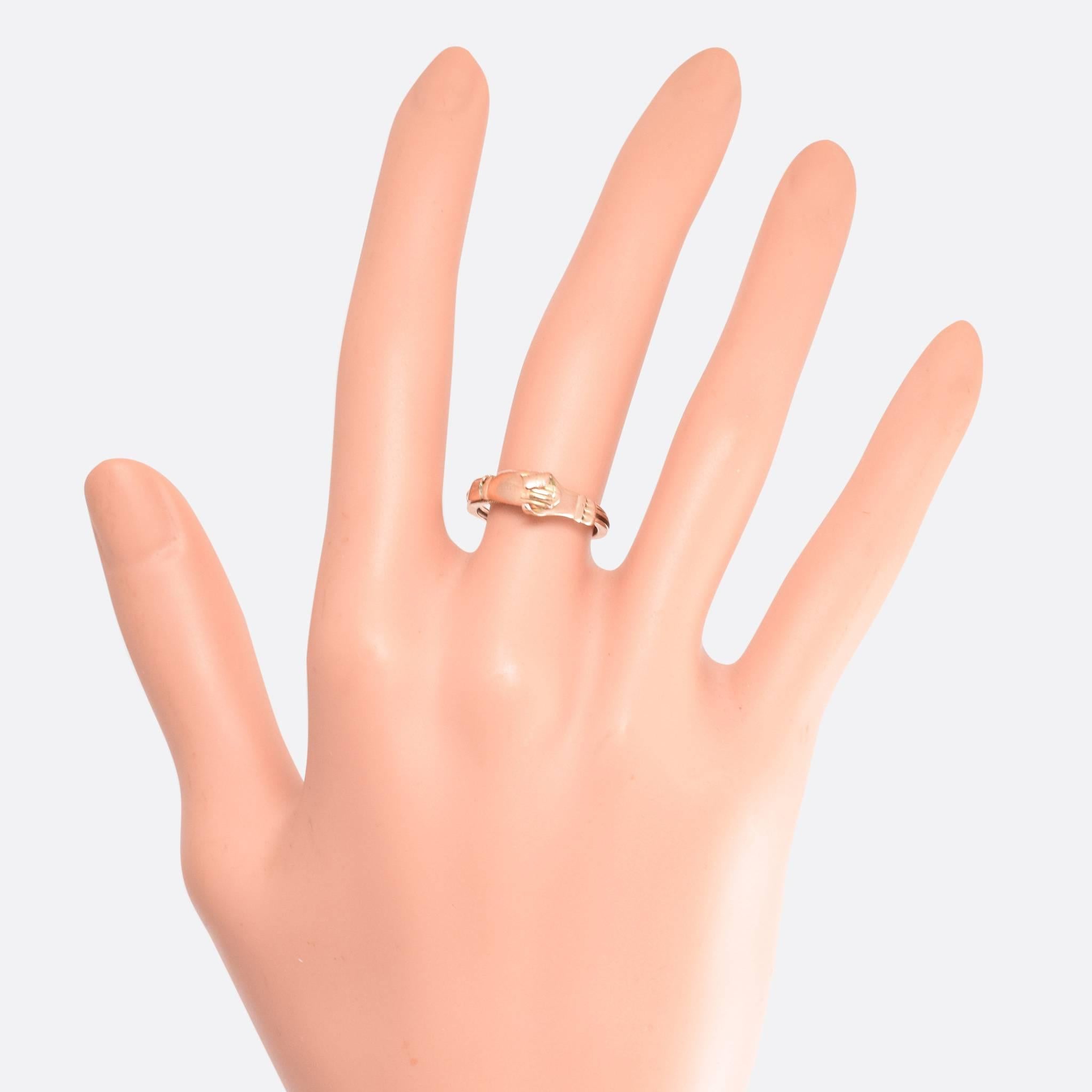 Women's Victorian Gimmel Fede Handclasp Rose Gold Ring